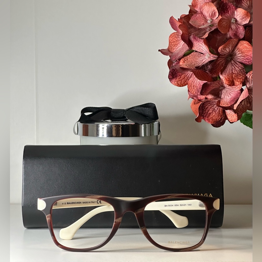 Balenciaga Brown and Cream Glasses - Picture 1 of 6
